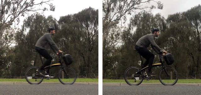 Tall Cyclist on Folding Bike Tall Cyclist on Folding Bike